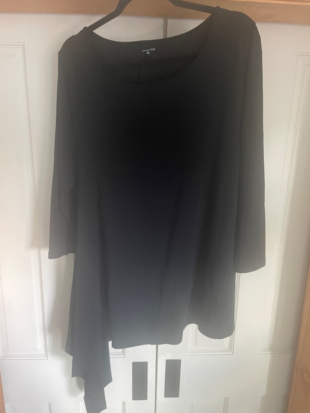 Garnet Hill Black Draped Asymmetric Hem Tunic